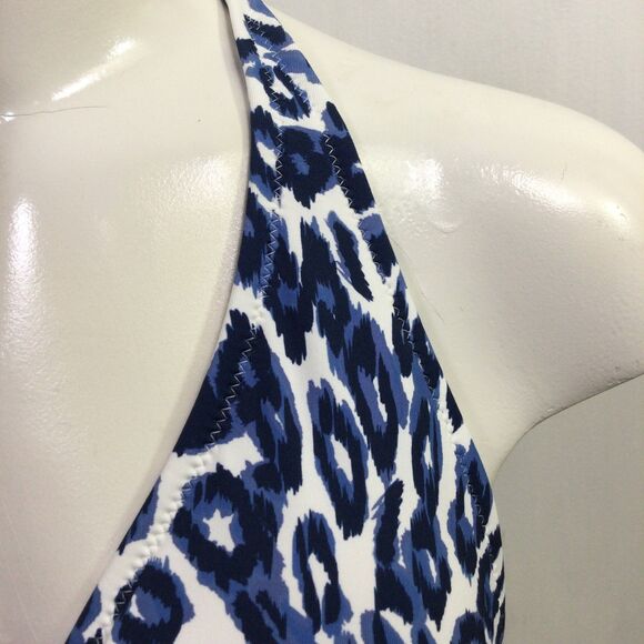 Calme Womens Tiger String Bikini Top Animal Print Stretch Blue White Size S NWT - Picture 3 of 15